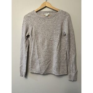 Adrienne Vittadini Women's 2 Ply Cashmere Scoop Neck Sweater Grey Minimalist